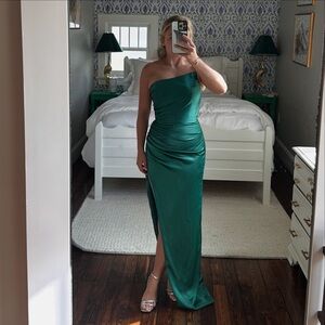Tarik Ediz Strapless Emerald Gown